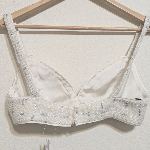 Assignment Gisele Bralette Top Women's Size Small Tweed Ivory Pearl New With Tag - Picture 4 of 7